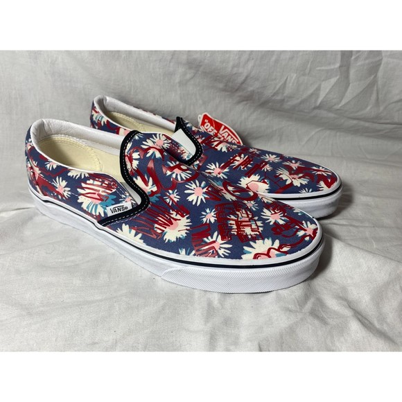 NWT Vans Shoes Slip Ons Floral Red Blue Size 10 Mens 11.5 Women main image 4
